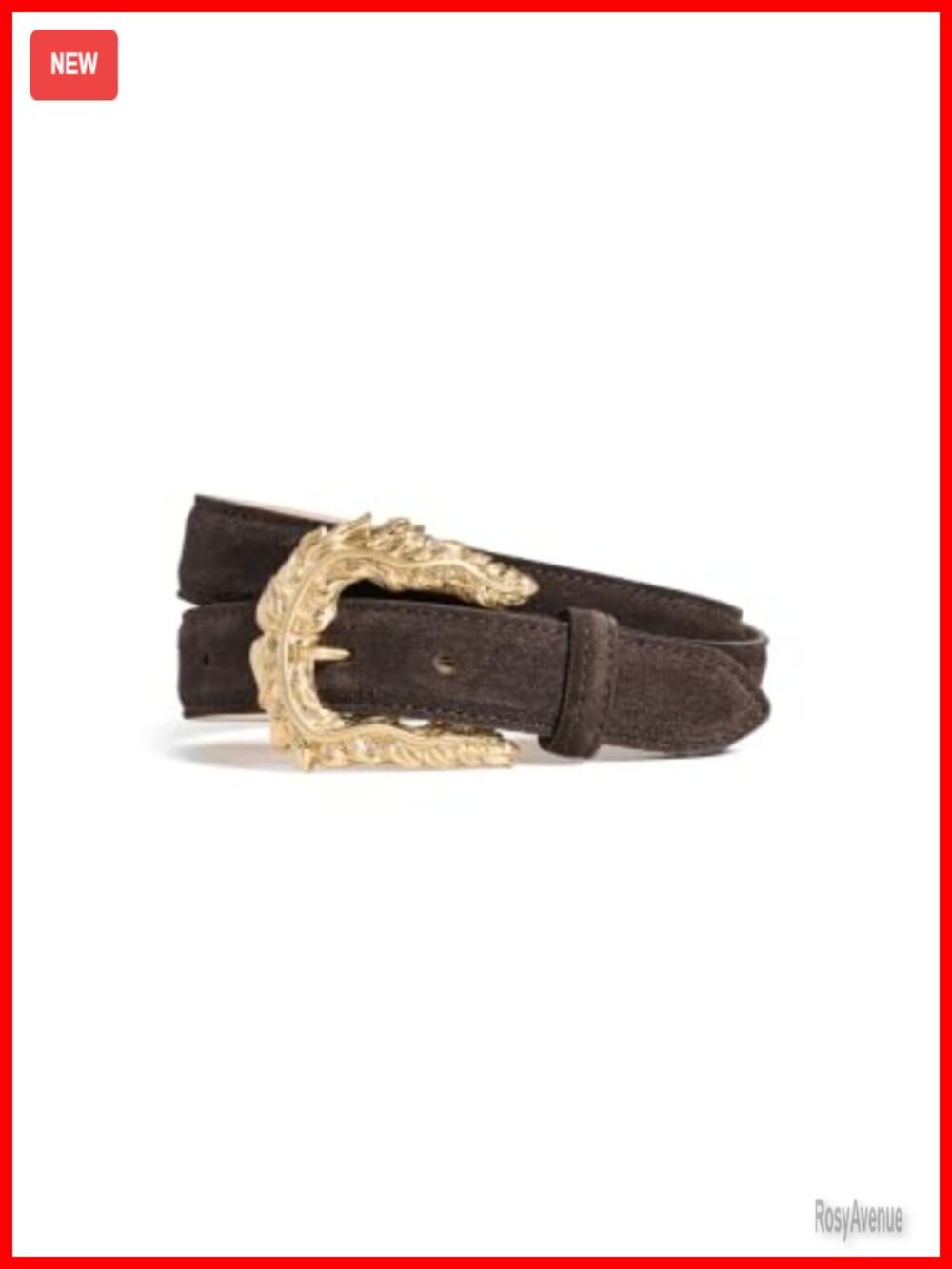 L'AGENCE Sedaris Feathered Edge Leather Belt Gold-Tone Buckle